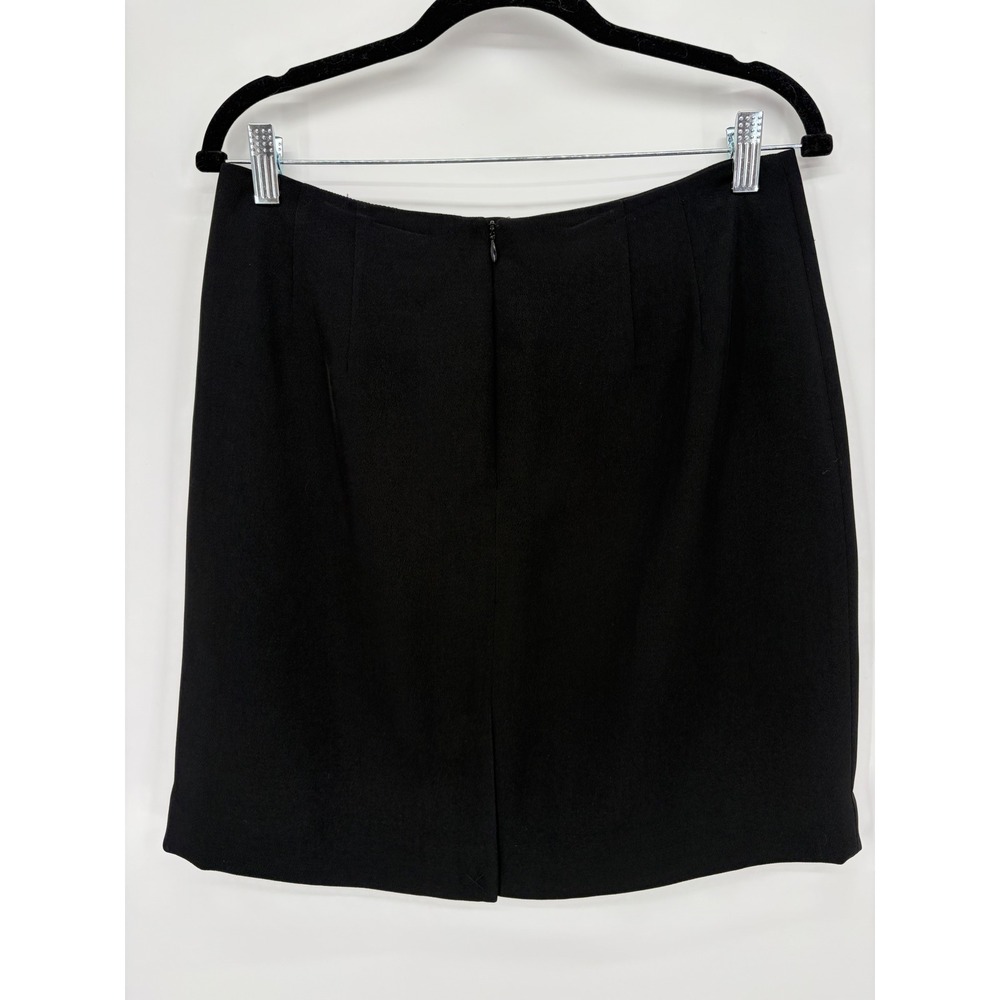 Apostrophe Black Pencil Skirt Womens Size 12 Lined Back Slit Career Office Work